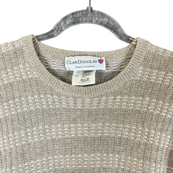 CLAN DOUGLAS Scotland Mens L Sweater Linen Silk Pullover Cream Beige Lightweight - Picture 2 of 10
